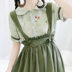 Apparel Green Japanese Lolita Cosplay Kawaii Pleated Vintage Long Skirt -Kawaii Store kawaiies plushies plush softtoy green japanese lolita cosplay kawaii pleated vintage long skirt apparel 607497