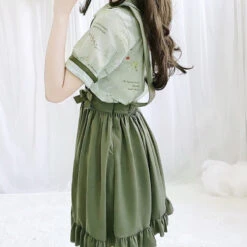 Apparel Green Japanese Lolita Cosplay Kawaii Pleated Vintage Long Skirt