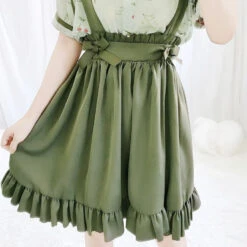 Apparel Green Japanese Lolita Cosplay Kawaii Pleated Vintage Long Skirt -Kawaii Store kawaiies plushies plush softtoy green japanese lolita cosplay kawaii pleated vintage long skirt apparel skirt s 588480