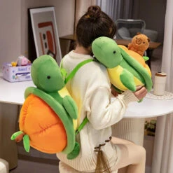 Green Orange Turtle Plush Backpack -Kawaii Store kawaiies plushies plush softtoy green orange turtle plush backpack soft toy 131059