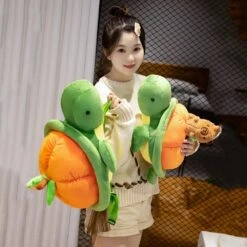 Green Orange Turtle Plush Backpack -Kawaii Store kawaiies plushies plush softtoy green orange turtle plush backpack soft toy 685420