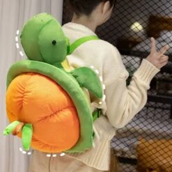 Green Orange Turtle Plush Backpack -Kawaii Store kawaiies plushies plush softtoy green orange turtle plush backpack soft toy 731911