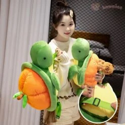 Green Orange Turtle Plush Backpack -Kawaii Store kawaiies plushies plush softtoy green orange turtle plush backpack soft toy 785456