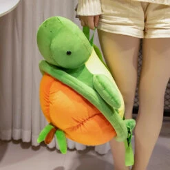 Green Orange Turtle Plush Backpack -Kawaii Store kawaiies plushies plush softtoy green orange turtle plush backpack soft toy 975595