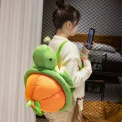 Green Orange Turtle Plush Backpack -Kawaii Store kawaiies plushies plush softtoy green orange turtle plush backpack soft toy turtle bag 35cm 711222
