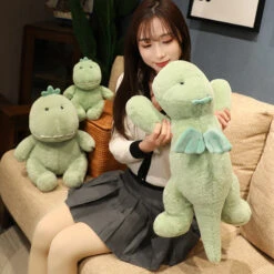 Hajiro The Goofy Green Dinosaur Plushie -Kawaii Store kawaiies plushies plush softtoy hajiro the goofy green dinosaur plushie soft toy 238598