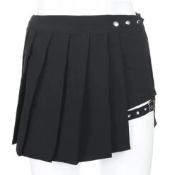 Apparel Half-Cut High Waist Black Checked Mini Skirts -Kawaii Store kawaiies plushies plush softtoy half cut high waist black checked mini skirts apparel 780418