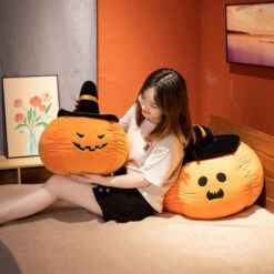 Halloween Pumpkin Black Hat Plushie Collection -Kawaii Store kawaiies plushies plush softtoy halloween pumpkin black hat plushie collection soft toy 147396