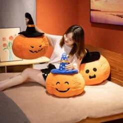 Halloween Pumpkin Black Hat Plushie Collection -Kawaii Store kawaiies plushies plush softtoy halloween pumpkin black hat plushie collection soft toy 769604
