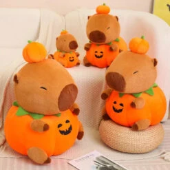 Halloween Pumpkin Party Capybara Plush -Kawaii Store kawaiies plushies plush softtoy halloween pumpkin party capybara plush soft toy 588199