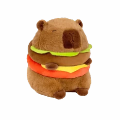 Hamburger Capybara Fluffy Plushie -Kawaii Store kawaiies plushies plush softtoy hamburger capybara fluffy plushie soft toy 116968