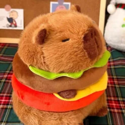 Hamburger Capybara Fluffy Plushie -Kawaii Store kawaiies plushies plush softtoy hamburger capybara fluffy plushie soft toy 240300