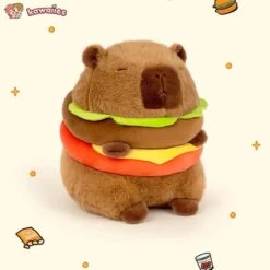 Hamburger Capybara Fluffy Plushie -Kawaii Store kawaiies plushies plush softtoy hamburger capybara fluffy plushie soft toy 277520