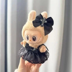 Accessories Handmade Black Batwing Gothic Dress Labubu Outfit -Kawaii Store kawaiies plushies plush softtoy handmade black batwing gothic dress labubu outfit accessories 397578
