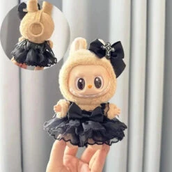 Accessories Handmade Black Batwing Gothic Dress Labubu Outfit -Kawaii Store kawaiies plushies plush softtoy handmade black batwing gothic dress labubu outfit accessories 952018