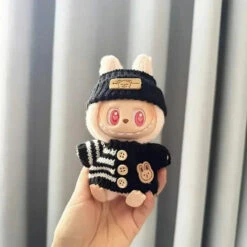 Handmade Labubu Cosy Knitwear Outfits With Accessories 36 Handmade Labubu Cosy Knitwear Outfits With Accessories -Kawaii Store kawaiies plushies plush softtoy handmade labubu cosy knitwear outfits with accessories accessories black set 767875