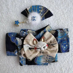Accessories Handmade Labubu Japanese Kitsune Kimono Fan Outfit -Kawaii Store kawaiies plushies plush softtoy handmade labubu japanese kitsune kimono fan outfit accessories blue 603447