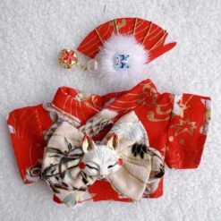Accessories Handmade Labubu Japanese Kitsune Kimono Fan Outfit -Kawaii Store kawaiies plushies plush softtoy handmade labubu japanese kitsune kimono fan outfit accessories red 909685