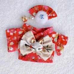 Accessories Handmade Labubu Japanese Kitsune Kimono Fan Outfit -Kawaii Store kawaiies plushies plush softtoy handmade labubu japanese kitsune kimono fan outfit accessories red sakura 683455