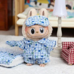 Handmade Labubu Plaid Floral Pajamas Outfit With Accessories -Kawaii Store kawaiies plushies plush softtoy handmade labubu plaid floral pajamas outfit with accessories accessories floral 313484
