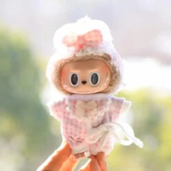 Handmade Labubu Plaid Floral Pajamas Outfit With Accessories -Kawaii Store kawaiies plushies plush softtoy handmade labubu plaid floral pajamas outfit with accessories accessories pink 414403