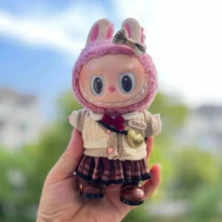 Handmade Labubu School Uniform Outfit With Accessories -Kawaii Store kawaiies plushies plush softtoy handmade labubu school uniform outfit with accessories accessories red 120662