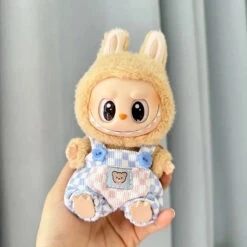 Handmade Labubu Summer Dungarees Checked Bear Outfit With Accessories 8 Handmade Labubu Summer Dungarees Checked Bear Outfit With Accessories -Kawaii Store kawaiies plushies plush softtoy handmade labubu summer dungarees checked bear outfit with accessories accessories 508788