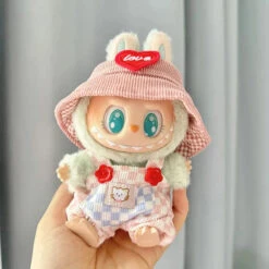 Handmade Labubu Summer Dungarees Checked Bear Outfit With Accessories 10 Handmade Labubu Summer Dungarees Checked Bear Outfit With Accessories -Kawaii Store kawaiies plushies plush softtoy handmade labubu summer dungarees checked bear outfit with accessories accessories pink dunagrees 305452