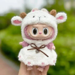 Accessories Handmade Labubu White Sheep Overalls Outfit -Kawaii Store kawaiies plushies plush softtoy handmade labubu white sheep overalls outfit accessories sheep overalls 397707