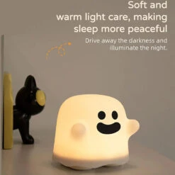 Happy Ghost LED Night Light -Kawaii Store kawaiies plushies plush softtoy happy ghost led night light home decor 187420