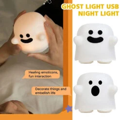 Happy Ghost LED Night Light -Kawaii Store kawaiies plushies plush softtoy happy ghost led night light home decor 292386