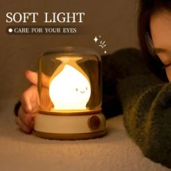 Happy Glowing Candle Flame LED Night Light -Kawaii Store kawaiies plushies plush softtoy happy glowing candle flame led night light home decor 410938
