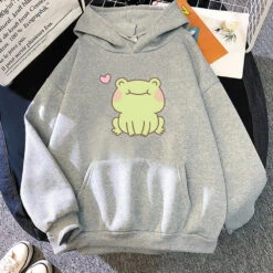 Apparel Happy Green Blushing Frog Unisex Hoodie -Kawaii Store kawaiies plushies plush softtoy happy green blushing frog unisex hoodie apparel gray xs 544784