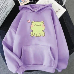 Apparel Happy Green Blushing Frog Unisex Hoodie -Kawaii Store kawaiies plushies plush softtoy happy green blushing frog unisex hoodie apparel light purple xs 819673