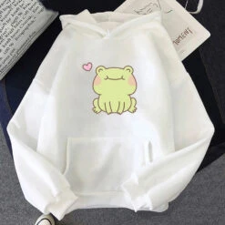 Apparel Happy Green Blushing Frog Unisex Hoodie -Kawaii Store kawaiies plushies plush softtoy happy green blushing frog unisex hoodie apparel white xs 266210