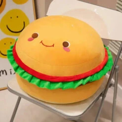 Happy Hamburger Pillow Plush -Kawaii Store kawaiies plushies plush softtoy happy hamburger pillow plush soft toy 187907