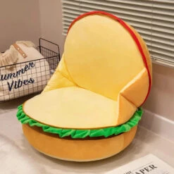 Happy Hamburger Pillow Plush -Kawaii Store kawaiies plushies plush softtoy happy hamburger pillow plush soft toy 557160