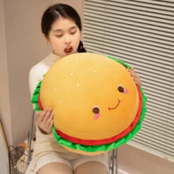 Happy Hamburger Pillow Plush -Kawaii Store kawaiies plushies plush softtoy happy hamburger pillow plush soft toy 650952
