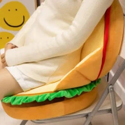 Happy Hamburger Pillow Plush -Kawaii Store kawaiies plushies plush softtoy happy hamburger pillow plush soft toy 740066