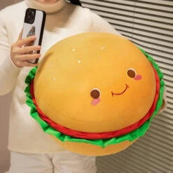 Happy Hamburger Pillow Plush -Kawaii Store kawaiies plushies plush softtoy happy hamburger pillow plush soft toy 795339