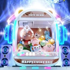 Happy Pink Brown Bear Advanced Mini Claw Machine Toy -Kawaii Store kawaiies plushies plush softtoy happy pink brown bear advanced mini claw machine toy toys 347331