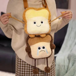 Happy Toast Sad Toast Plush & Bag -Kawaii Store kawaiies plushies plush softtoy happy toast sad toast plush bag soft toy 616056
