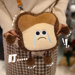 Happy Toast Sad Toast Plush & Bag -Kawaii Store kawaiies plushies plush softtoy happy toast sad toast plush bag soft toy crying bag 23cm 994800