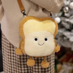 Happy Toast Sad Toast Plush & Bag -Kawaii Store kawaiies plushies plush softtoy happy toast sad toast plush bag soft toy smiling bag 23cm 722019