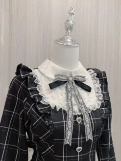 Apparel Harajuku Black Plaid Hearts Laced Lolita Women's Dress -Kawaii Store kawaiies plushies plush softtoy harajuku black plaid hearts laced lolita womens dress apparel 284701