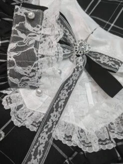 Apparel Harajuku Black Plaid Hearts Laced Lolita Women's Dress -Kawaii Store kawaiies plushies plush softtoy harajuku black plaid hearts laced lolita womens dress apparel 474842