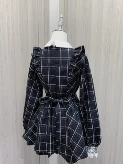 Apparel Harajuku Black Plaid Hearts Laced Lolita Women's Dress -Kawaii Store kawaiies plushies plush softtoy harajuku black plaid hearts laced lolita womens dress apparel 728080