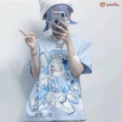 Apparel Harajuku Blue Angel Girl Women's Tee -Kawaii Store kawaiies plushies plush softtoy harajuku blue angel girl womens tee apparel 832210