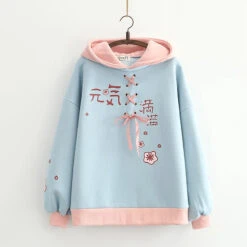 Apparel Harajuku Cute Two-tone Candy Floss Sakura Thick Women's Hoodie -Kawaii Store kawaiies plushies plush softtoy harajuku cute two tone candy floss sakura thick womens hoodie hoodies blue 816652