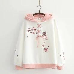 Apparel Harajuku Cute Two-tone Candy Floss Sakura Thick Women's Hoodie -Kawaii Store kawaiies plushies plush softtoy harajuku cute two tone candy floss sakura thick womens hoodie hoodies white 529395